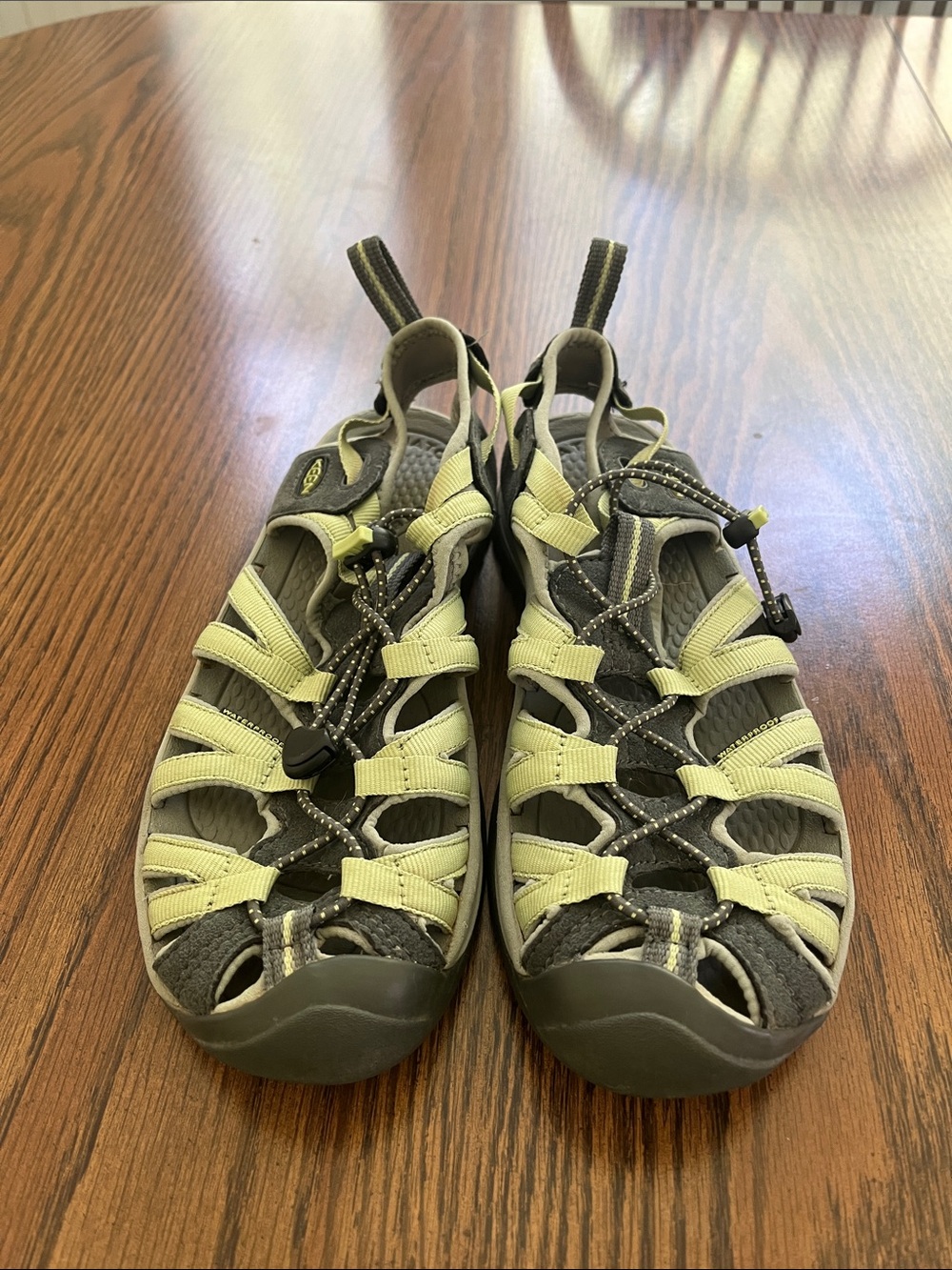 Keen Closed-Toe Water Shoes in Light Green and Gray